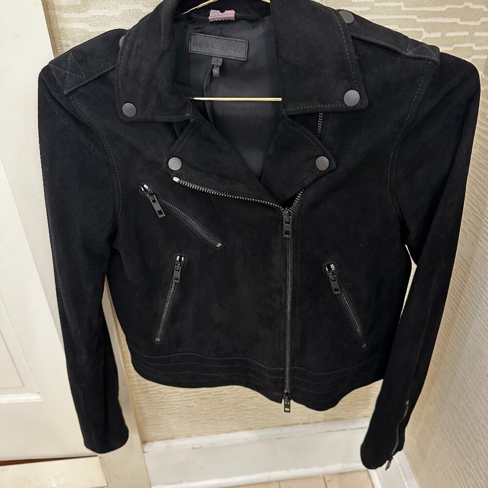 Rag and Bone Black Suede Moto Jacket Size 4